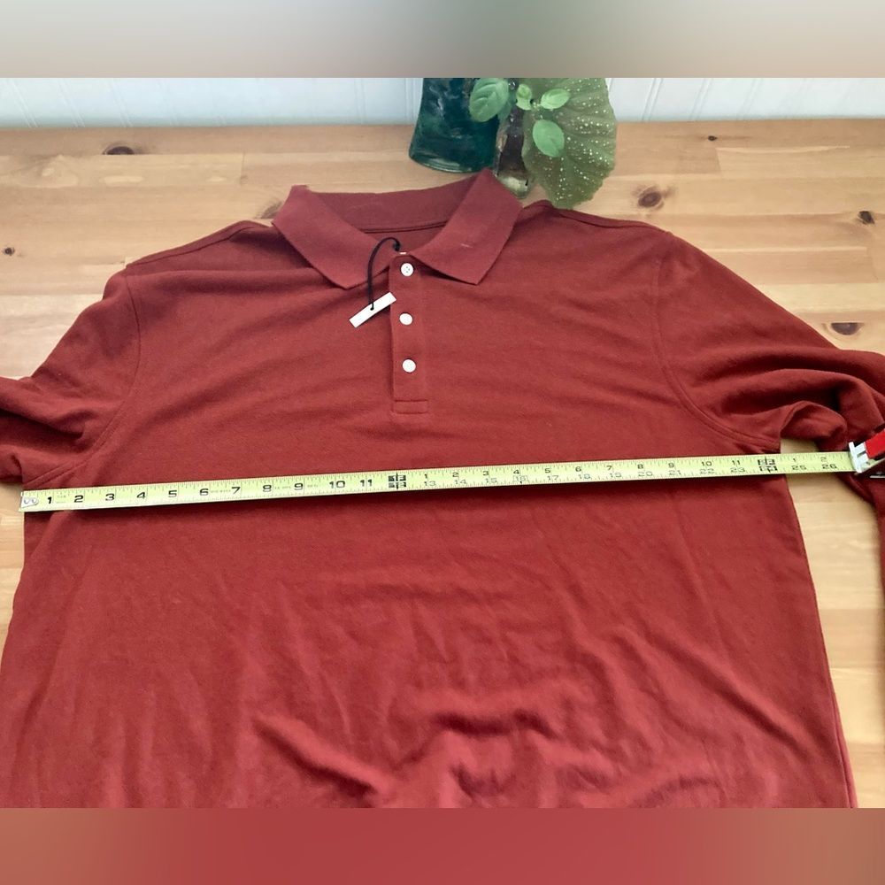 Goodfellow & Co Rust Long Sleeve Polo Shirt Size XL New With Tags - Picture 4 of 8